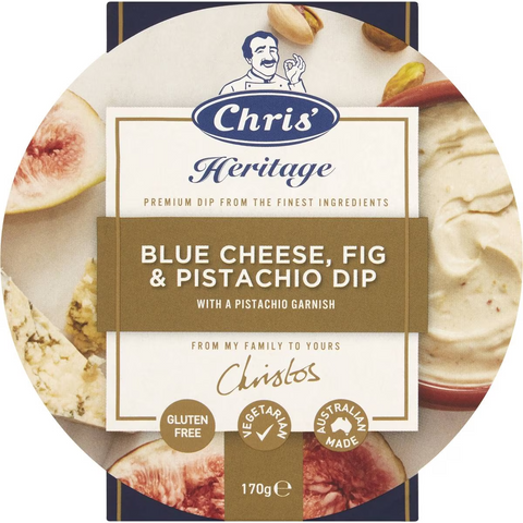 Chris' Heritage Dips Blue Cheese, Fig & Pistachio 170g