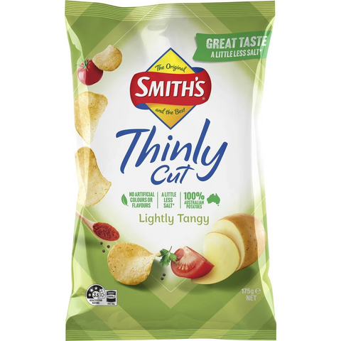 Smith's Thinly Cut Chips 40% Less Sodium Lightly Tangy 175g