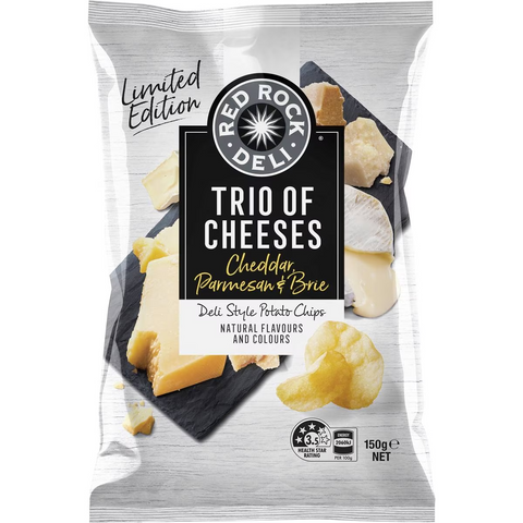 Red Rock Deli Trio Of Cheeses Potato Chips Share Pack 150g