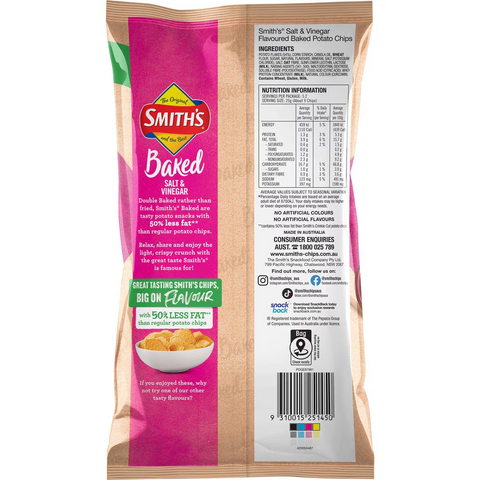 Smith's Oven Baked Salt & Vinegar Chips 130g