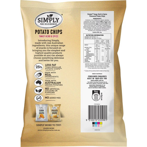 Simply Potato Chips Tangy Herb & Spice 120g