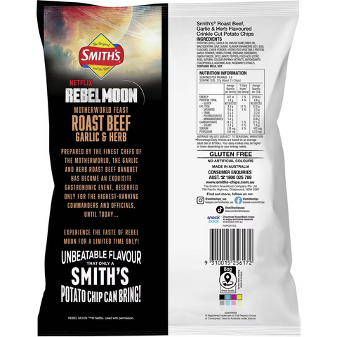 Smith's Potato Chips Roast Beef & Garlic Herb 150g