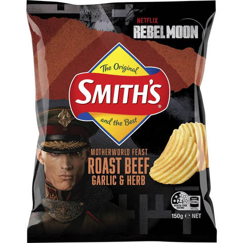 Smith's Potato Chips Roast Beef & Garlic Herb 150g