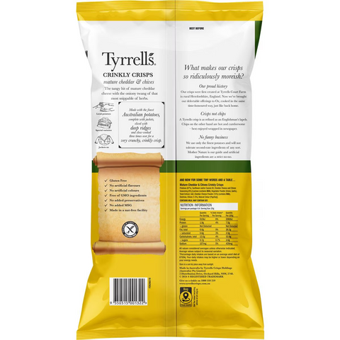 Tyrrell's Crinkly Chips Mature Cheddar & Chives 165g