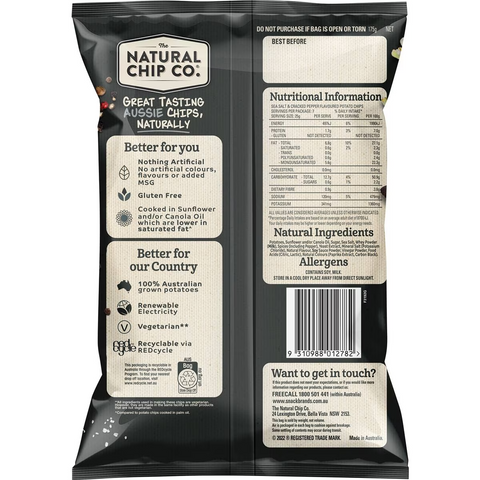 Natural Chip Co Sea Salt & Cracked Pepper 175g