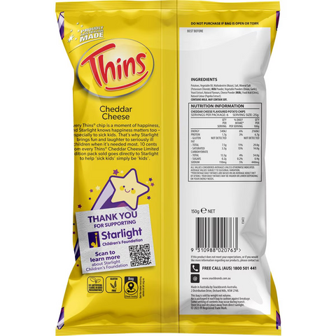 Thins Cheddar Cheese Cheese 150g