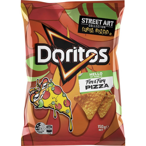 Doritos Street Art Fire & Fury Pizza Corn Chips Share Pack 150g