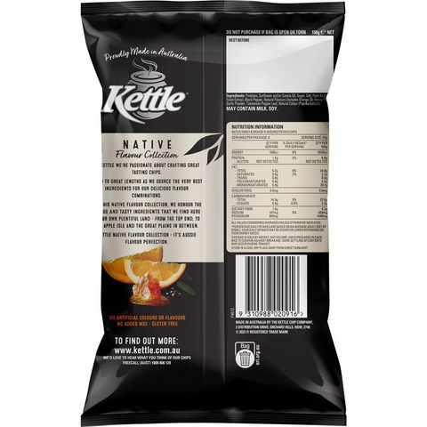 Kettle Native Honey & Orange With Cracked Pepper Chips 150g