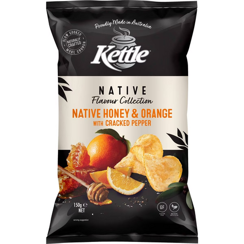 Kettle Native Honey & Orange With Cracked Pepper Chips 150g