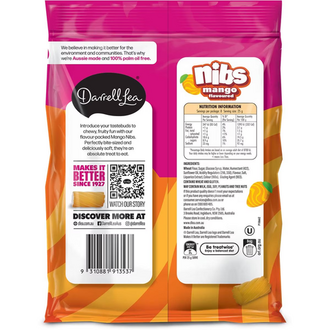 Darrell Lea Nibs Mango Flavoured 200g