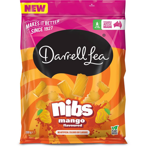 Darrell Lea Nibs Mango Flavoured 200g