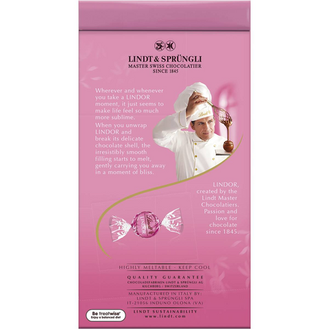 Lindt Lindor Strawberries & Cream White Chocolate Bag 125g