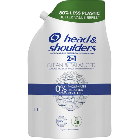 Head & Shoulders Clean & Balanced Refill 2 In 1 1.1l