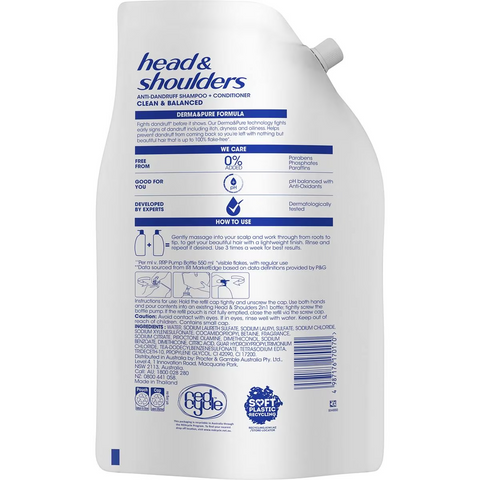 Head & Shoulders Clean & Balanced Refill 2 In 1 1.1l