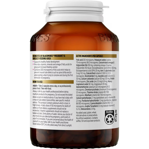 Blackmores Pregnancy & Breastfeeding Gold Vitamin Capsules 120 Pack