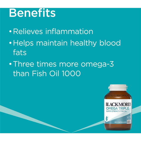 Blackmores Omega Triple High Strength Fish Oil Capsules 60 Pack