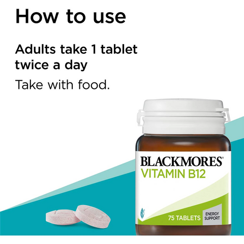 Blackmores Vitamin B12 Energy Support Tablets 75 Pack