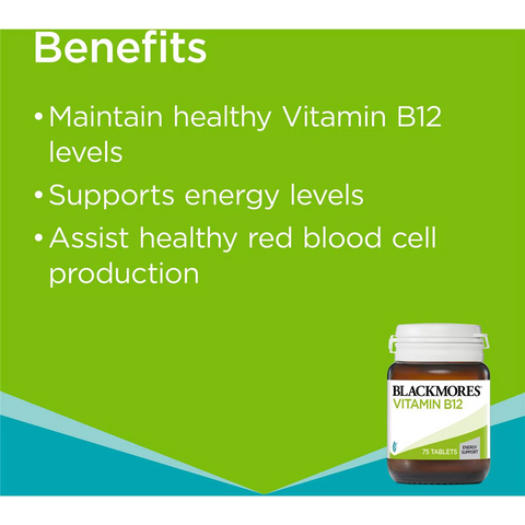 Blackmores Vitamin B12 Energy Support Tablets 75 Pack