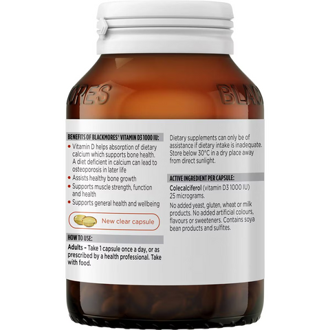 Blackmores Vitamin D3 1000iu Bone Health Immunity Capsules 200 Pack