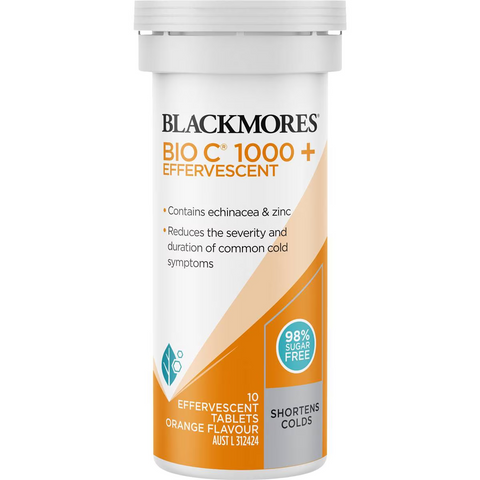 Blackmores Bio C 1000mg Echinacea + Zinc Vitamin C Effervescent Tablets 10 Pack