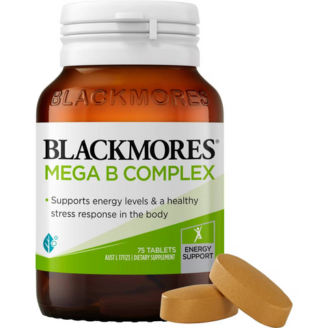 Blackmores Mega B Complex Energy Support Vitamin B12 Tablets 75 Pack