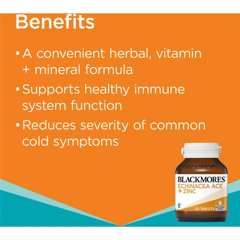 Blackmores Echinacea Ace + Zinc Vitamin C Immune Support Tablets 60 Pack