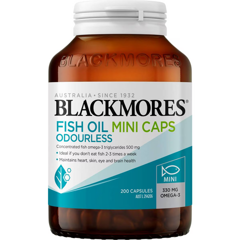 Blackmores Odourless Fish Oil 1000mg Omega-3 Mini Capsules 200 Pack