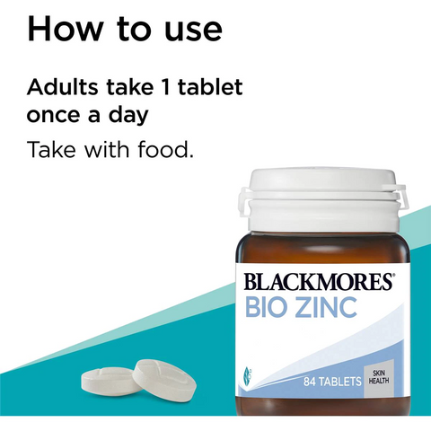 Blackmores Bio Zinc Skin Health Immune Support Vitamin Tablets 84 Pack