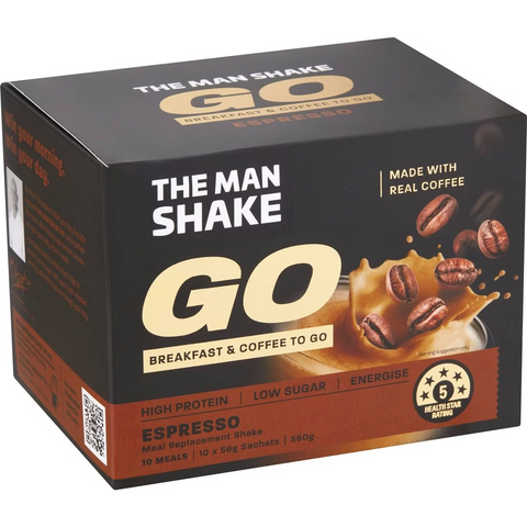 The Man Shake Go Breakfast & Coffee To Go Espresso 10 Pack