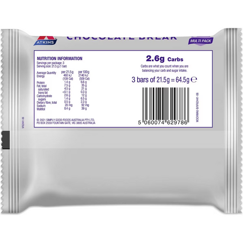 Atkins Endulge 3 Bar Chocolate Break 64.5g