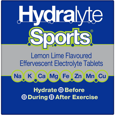 Hydralyte Sports Effervescent Tablets Lemon Lime 20 Pack