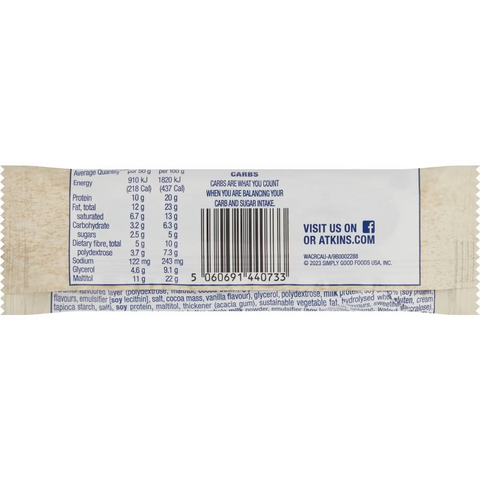 Atkins Low Carb Creamy Caramel Crunch Roll Snack Bar 50g