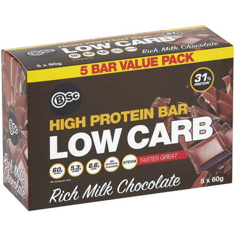 Bsc High Protein Low Carb Bar Multi Pack Rich Milk Chocolate 60g X 5 Pack