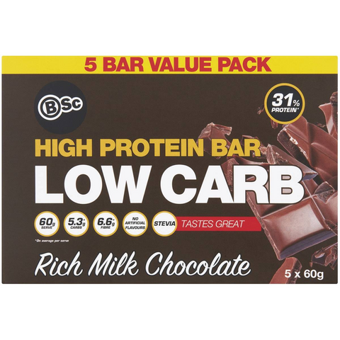 Bsc High Protein Low Carb Bar Multi Pack Rich Milk Chocolate 60g X 5 Pack