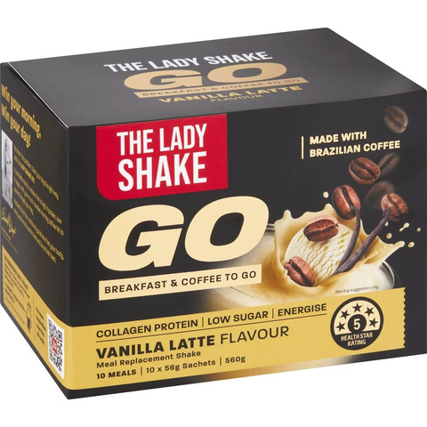 The Lady Shake Go Breakfast & Coffee To Go Vanilla Latte 10 Pack