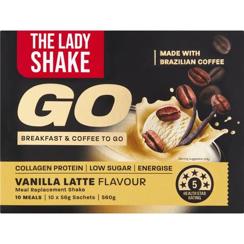 The Lady Shake Go Breakfast & Coffee To Go Vanilla Latte 10 Pack