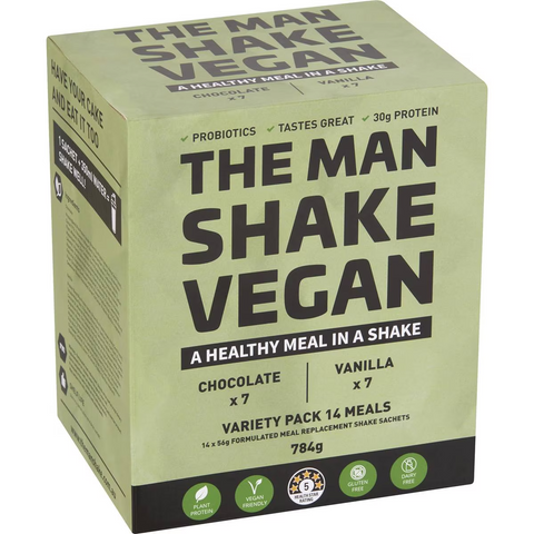 The Man Shake Vegan Meal Replacement Variety Pack 14 Pack