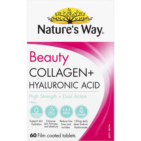 Natures Way Beauty Collagen + Hyaluronic Acid Tablets 60 Pack