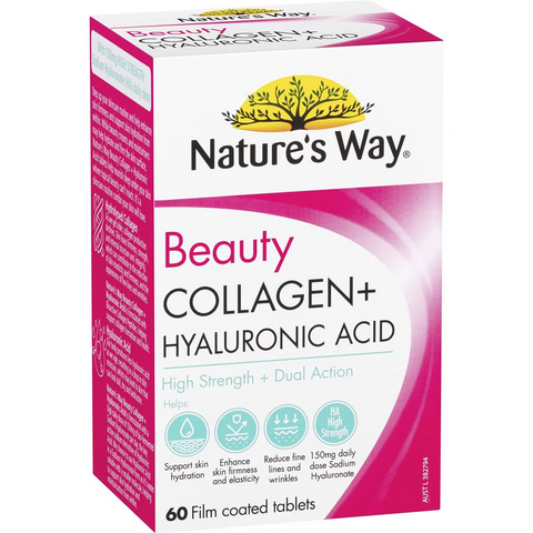 Natures Way Beauty Collagen + Hyaluronic Acid Tablets 60 Pack