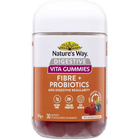 Nature's Way Fibre + Probiotics Digestive Vita Gummies Berry Flavoured