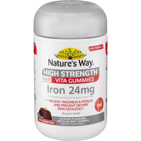 Nature's Way Adult Vita Gummies 24mg Iron Grape Flavour 30 Pack