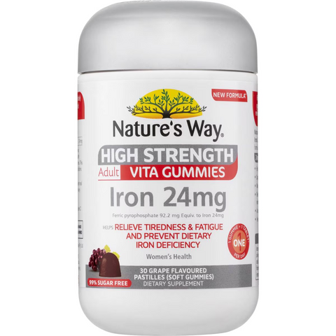 Nature's Way Adult Vita Gummies 24mg Iron Grape Flavour 30 Pack