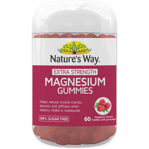 Nature's Way Extra Strength Magnesium Gummies Raspberry Flavour 60 Pack