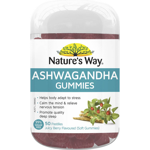 Nature's Way Ashwagandha Gummies Berry Flavoured Pastilles 50 Pack