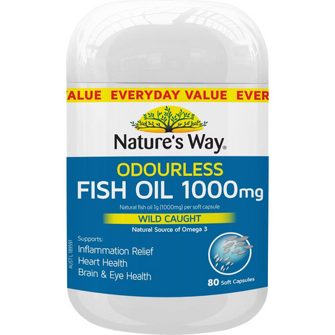 Nature's Way Odourless Fish Oil 1000mg Soft Capsules 80 Pack