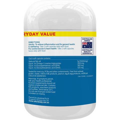 Nature's Way Odourless Fish Oil 1000mg Soft Capsules 80 Pack