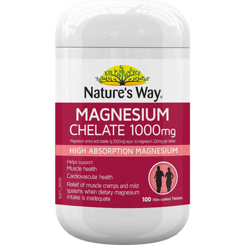 Nature's Way Magnesium Chelate Tablets 1000mg 100 Pack