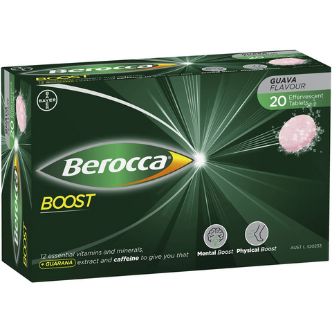 Berocca Vitamin B & C Guava Flavour With Guarana Energy 20 Pack