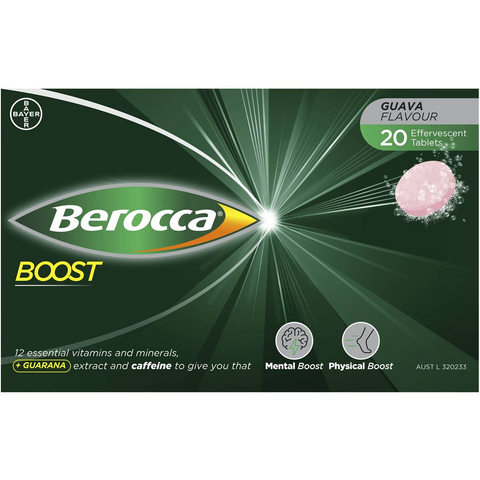 Berocca Vitamin B & C Guava Flavour With Guarana Energy 20 Pack