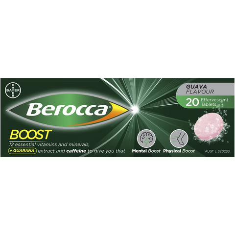 Berocca Vitamin B & C Guava Flavour With Guarana Energy 20 Pack